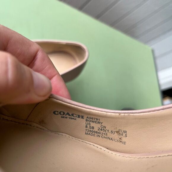 Coach Bowery Kitten Heels Nude Leather Pumps Sz 8.5 | Pointed Toe 3" Heel - Picture 13 of 14